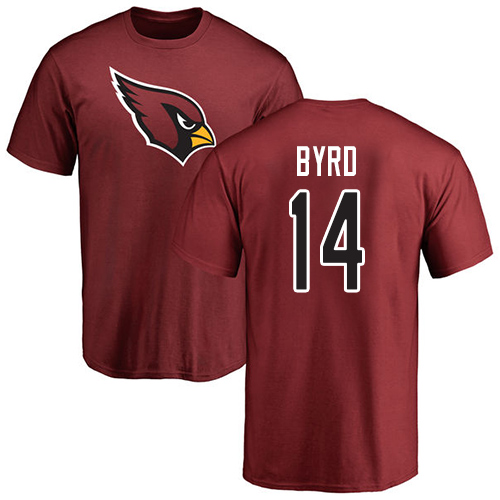 Arizona Cardinals Men Maroon Damiere Byrd Name And Number Logo NFL Football #14 T Shirt->nfl t-shirts->Sports Accessory